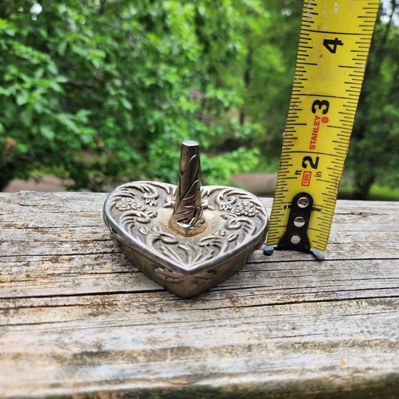 Vintage Godinger 1992 Heart-Shaped Silver-Plated Ring, Jewelry Holder With Flora - Picture 4 of 8